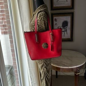 MULBERRY RED LEATHER TOTE BAG